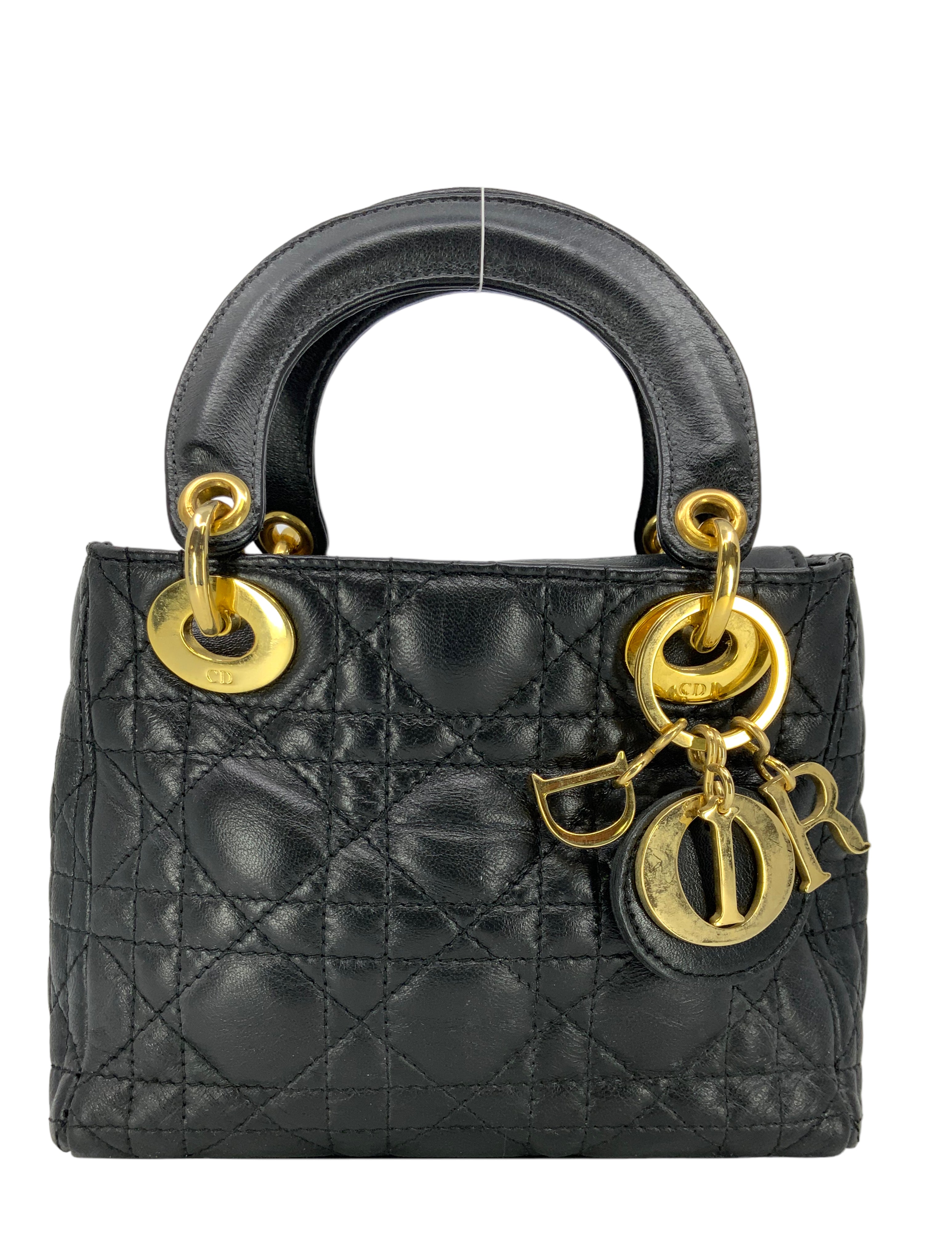 Dior Black Cannage Leather Mini Lady Dior Tote Dior