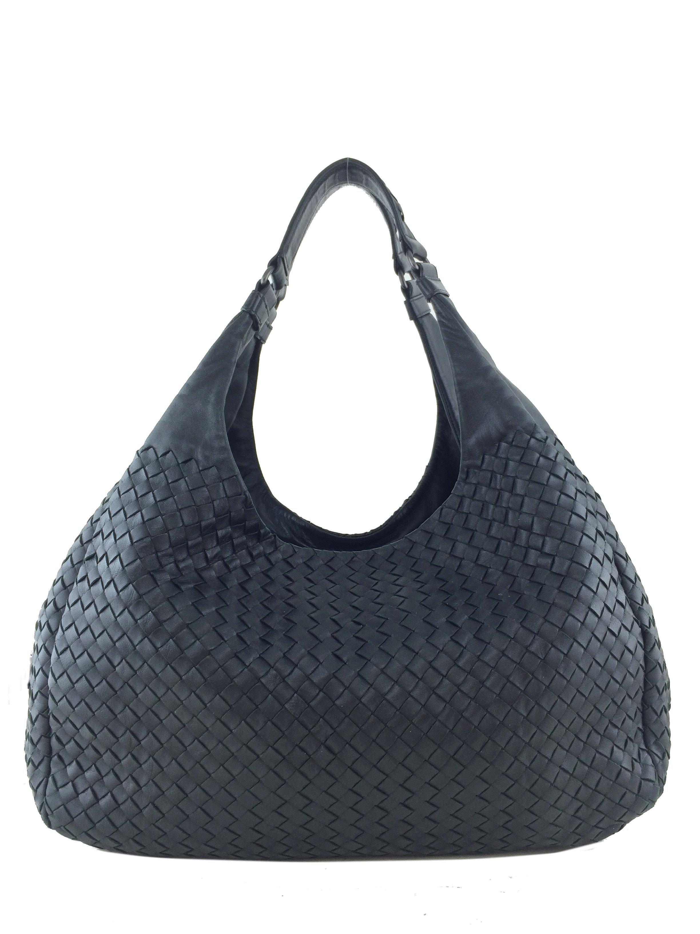 Bottega Veneta Black Leather Campana Intrecciato Hobo bag Shoulder bag Tote  Hand