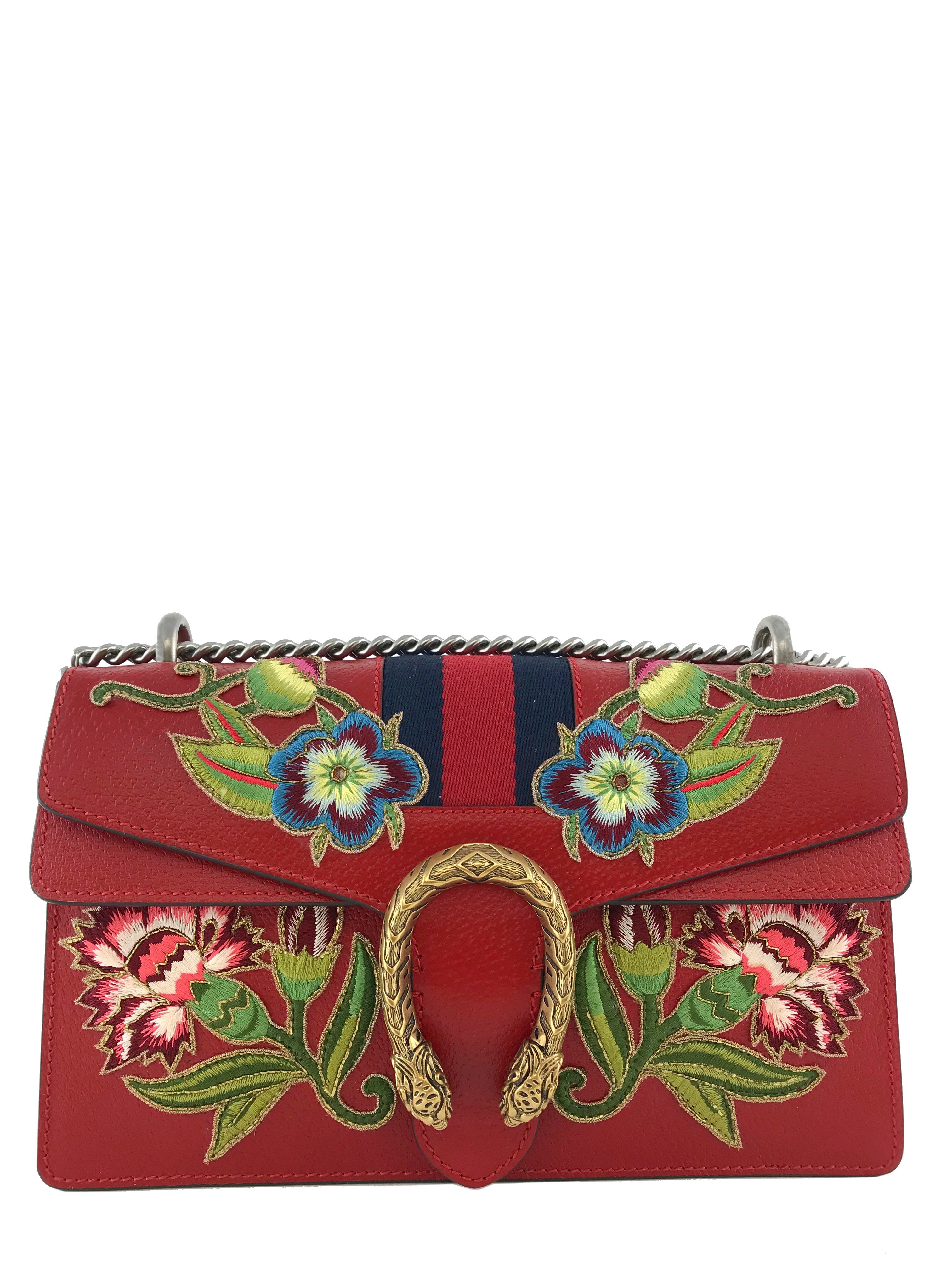 Gucci Floral-embroidered Gg Leather Wallet in Green