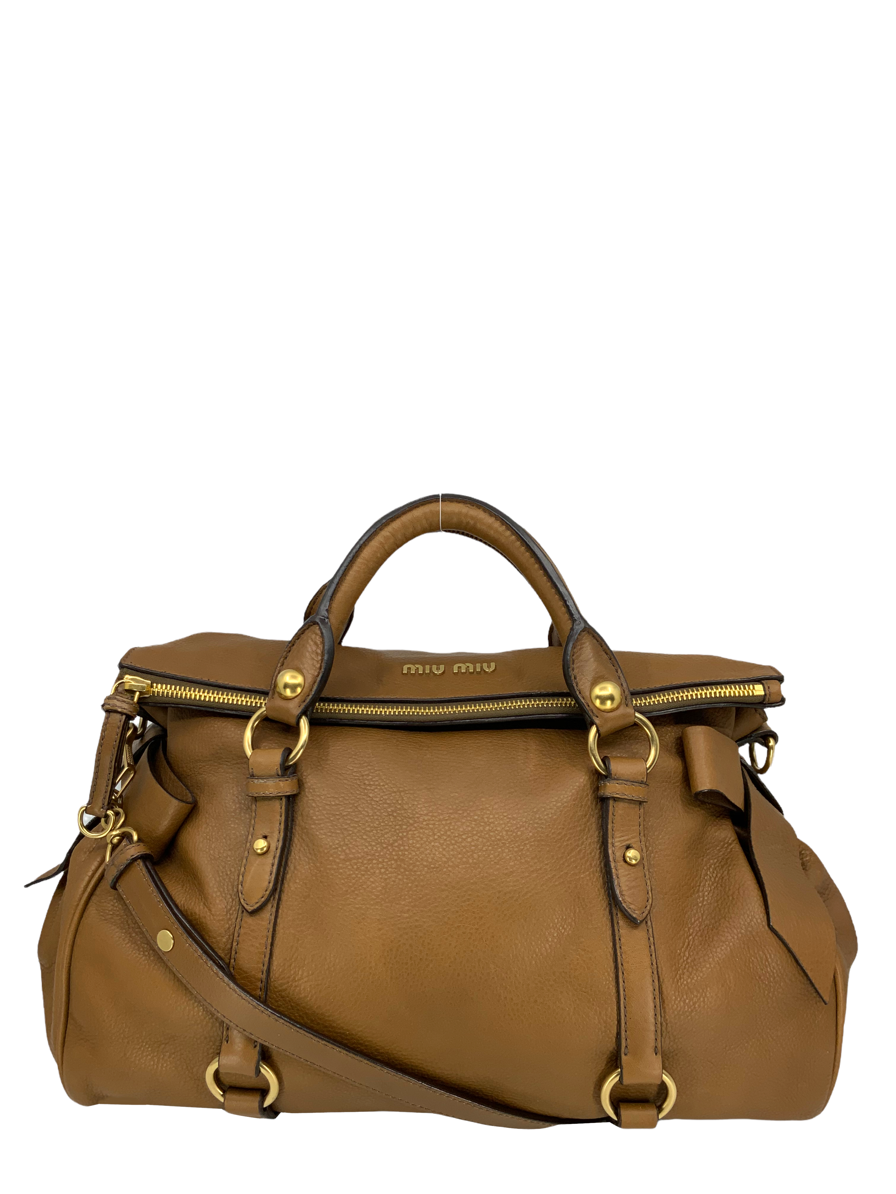 Brown Miu Miu Leather Satchel Bag