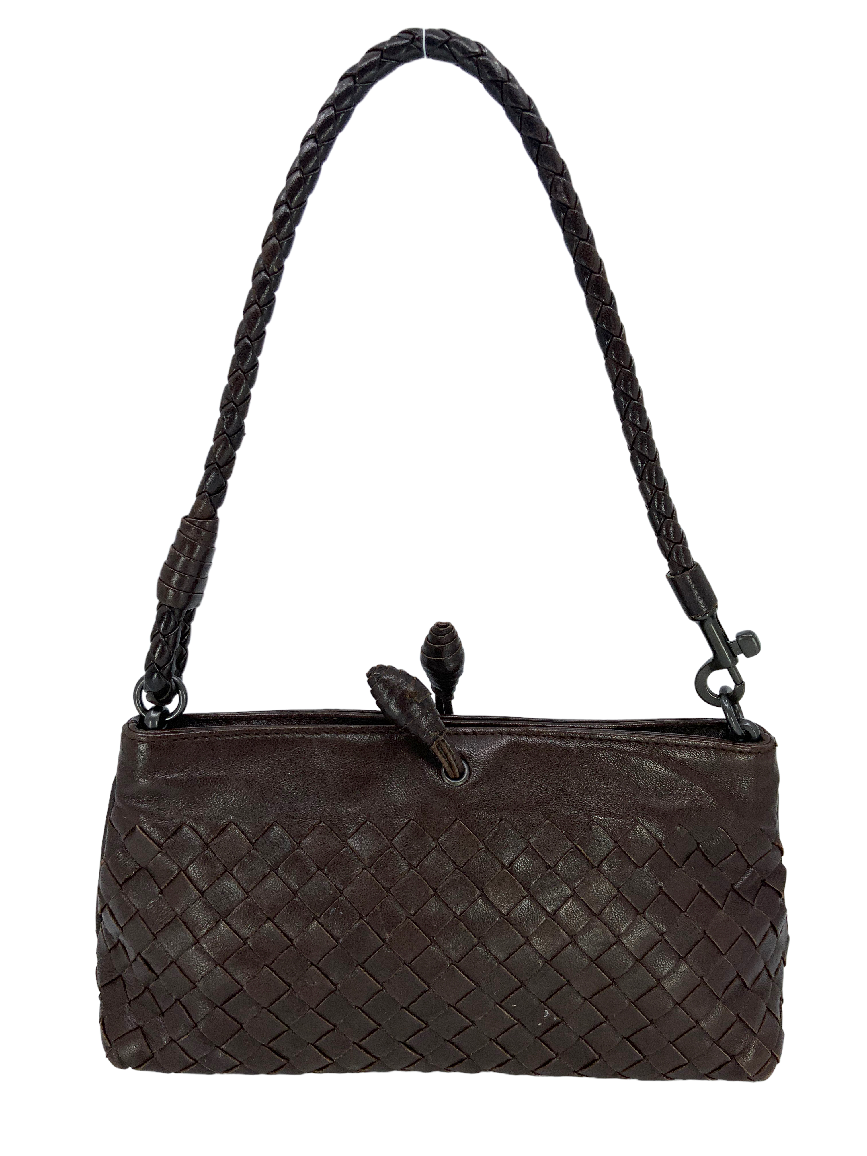 Intrecciato Leather Shoulder Bag in Brown - Bottega Veneta