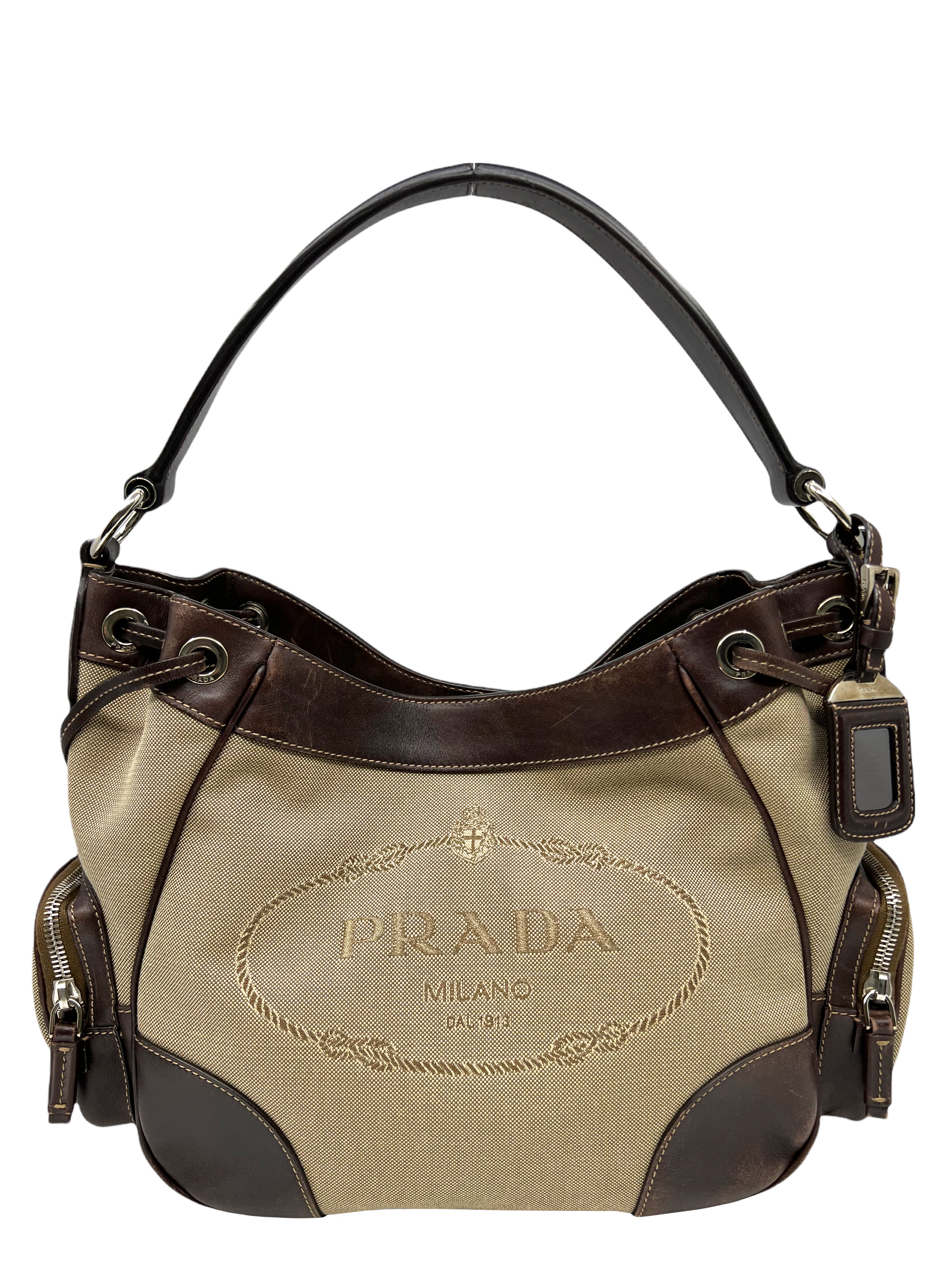 Prada Milano Dal 1913 Authentic Canvas Leather Vintage Bag Handbag