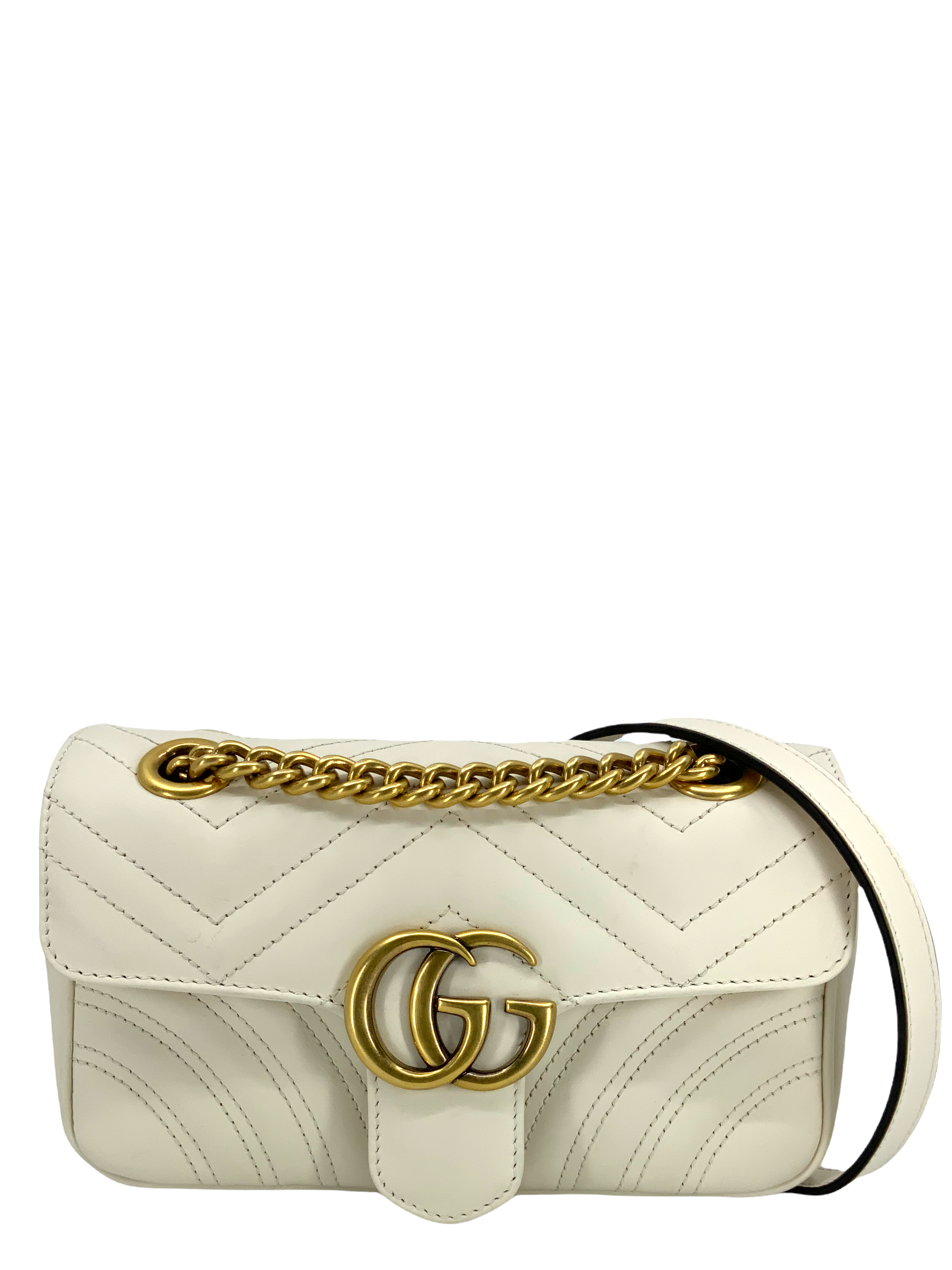 Gucci Interlocking G Mini Heart Shoulder Bag - White