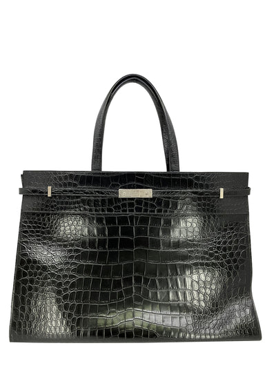 SAINT LAURENT Manhattan Croc-Effect Large Travel Bag Satchel-Consigned Designs