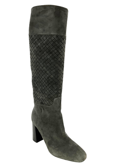 BOTTEGA VENETA Intrecciato Woven Suede Knee-High Boots Size 7.5-Consigned Designs