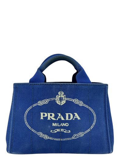 PRADA Canapa Convertible Canvas Small Tote-Consigned Designs