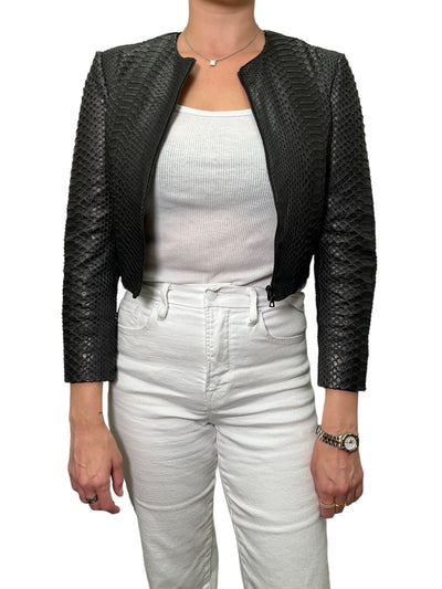 The Row Python Snakeskin Cropped Stanta Jacket Size 6-Consigned Designs