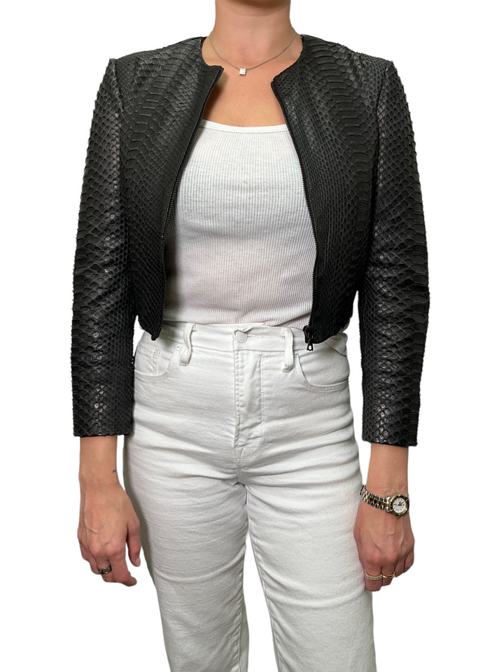 Cropped snakeskin jacket sale