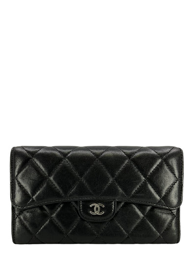 CHANEL Classic Quilted Leather Long Trifold Flap Wallet-Consigned Designs