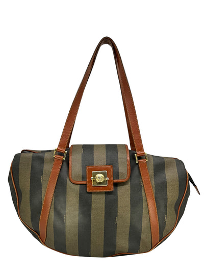 FENDI Vintage Pequin Striped Canvas Tote Bag-Consigned Designs