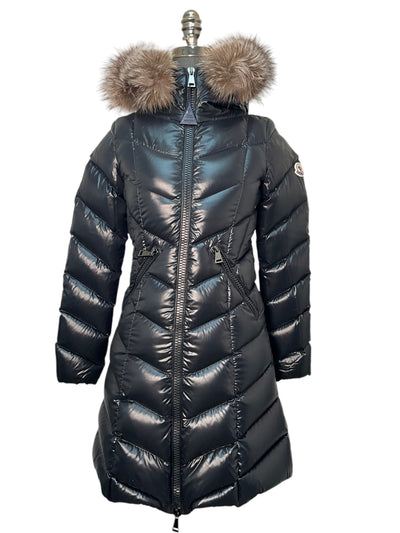 MONCLER Quilted Down Puffy Coat with Fur Trim-Consigned Designs