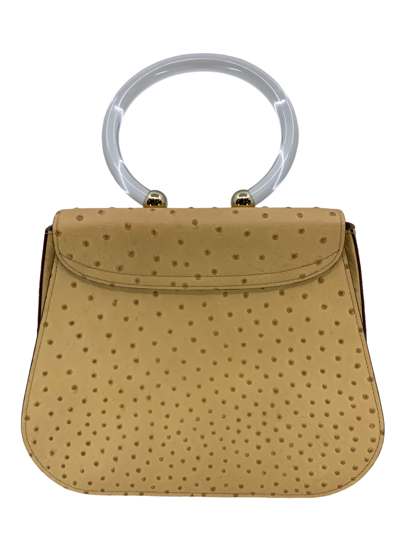 Charlotte Olympia Newman Embossed Ostrich Ring Handle Bag