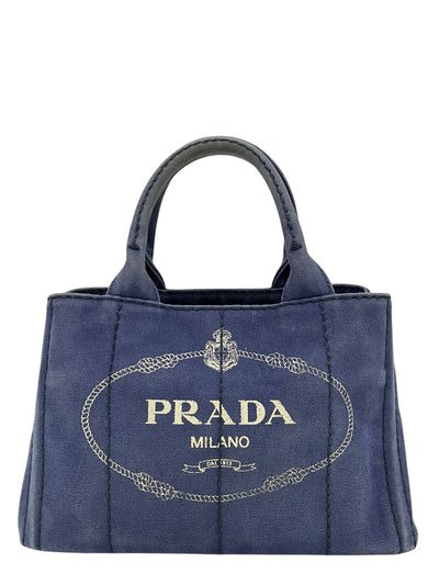 PRADA Canapa Convertible Canvas Small Tote-Consigned Designs