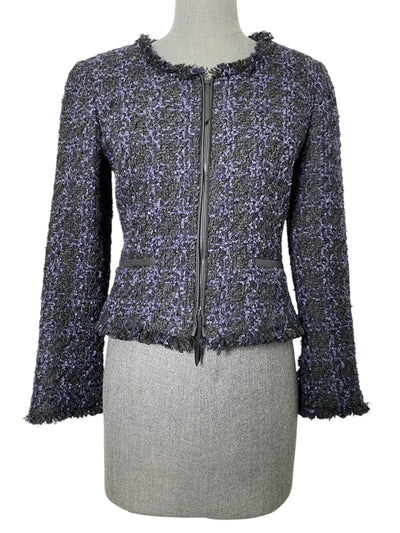 Oscar de la Renta Ribbon Tweed Zip Up Jacket Size S-Consigned Designs