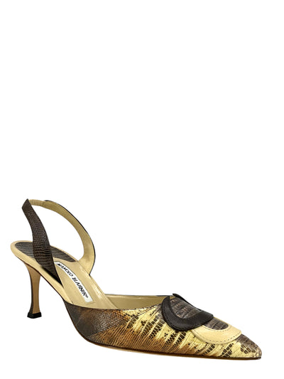 Manolo Blahnik Lizard Slingbacks Size 10.5-Consigned Designs