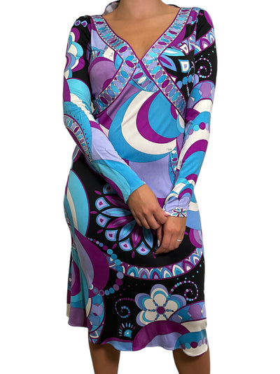 Emilio Pucci Long Sleeve Jersey Dress Size M-Consigned Designs