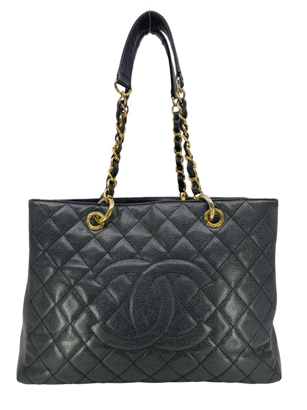 Chanel Pre owned Black Quilted Caviar Leather GST Shopper Tote