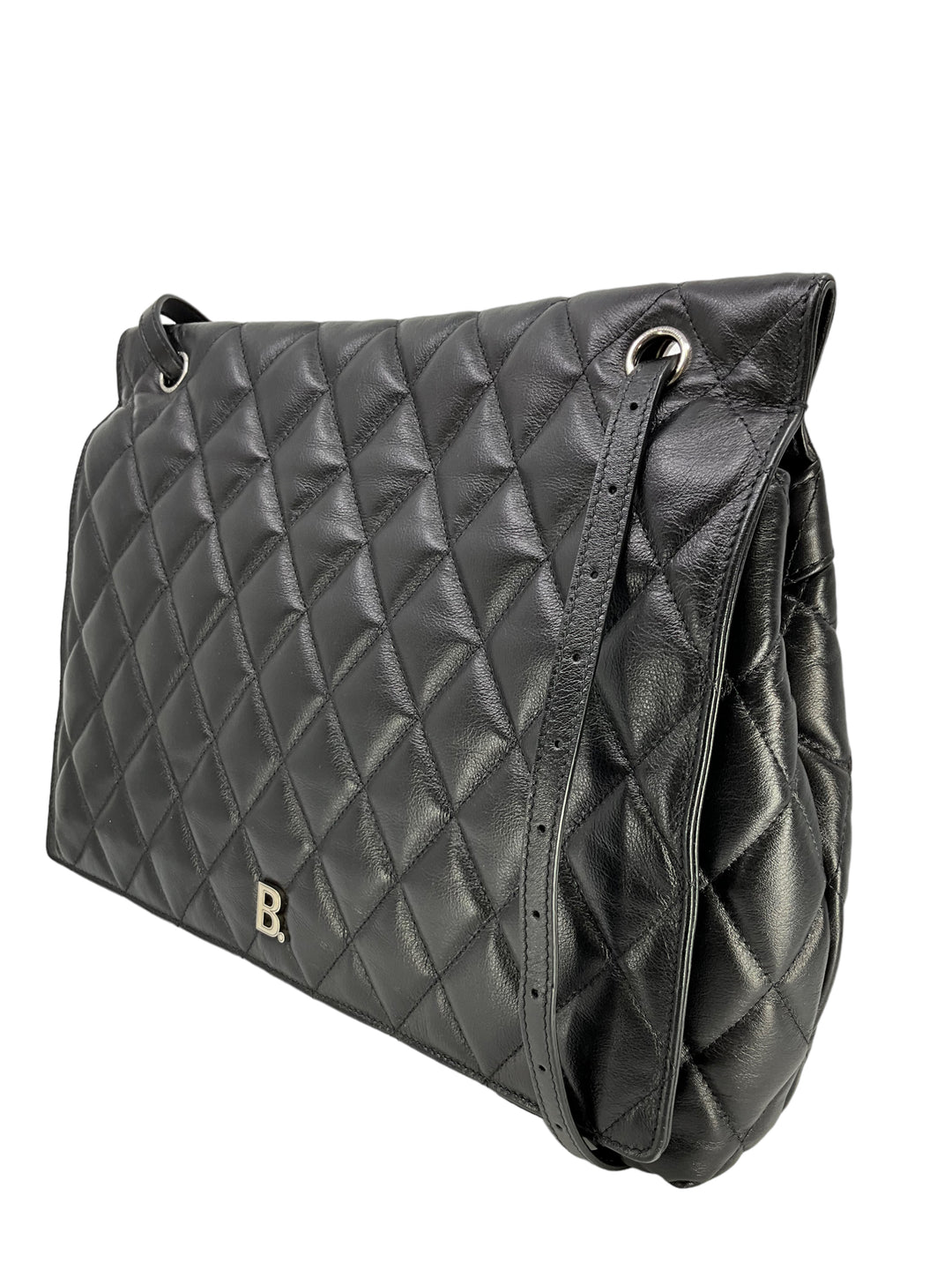 BALENCIAGA Nappa Calfskin Quilted Large Touch B Shoulder Bag