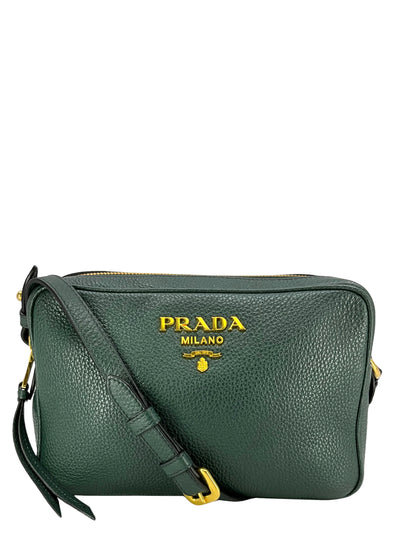 PRADA Vitello Phenix Double ZIp Camera Bag Black-Consigned Designs