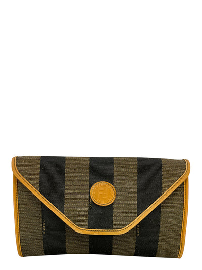 FENDI Vintage Vinyl Pequin Striped Envelope Clutch Bag-Consigned Designs