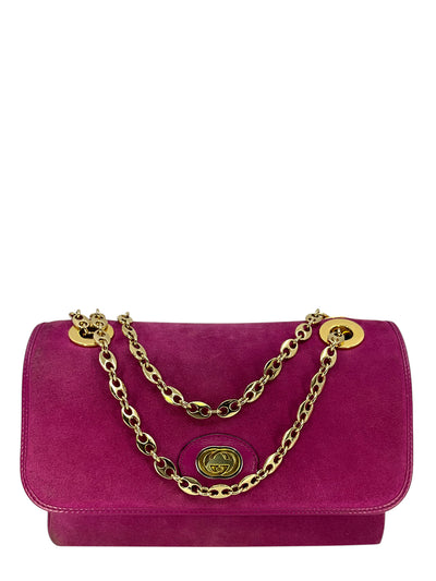 Gucci Suede Azalea Calfskin Small Marina Chain Shoulder Bag-Consigned Designs