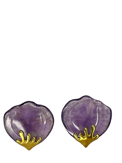 Tiffany & Co. Angela Cummings 18K Yellow Gold Purple Amethyst Petals Earrings-Consigned Designs