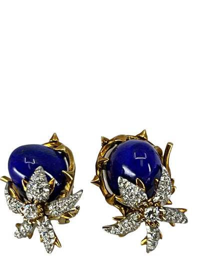 Tiffany & Co. Jean Schlumberger Lapis Lazuli Diamond Earrings-Consigned Designs