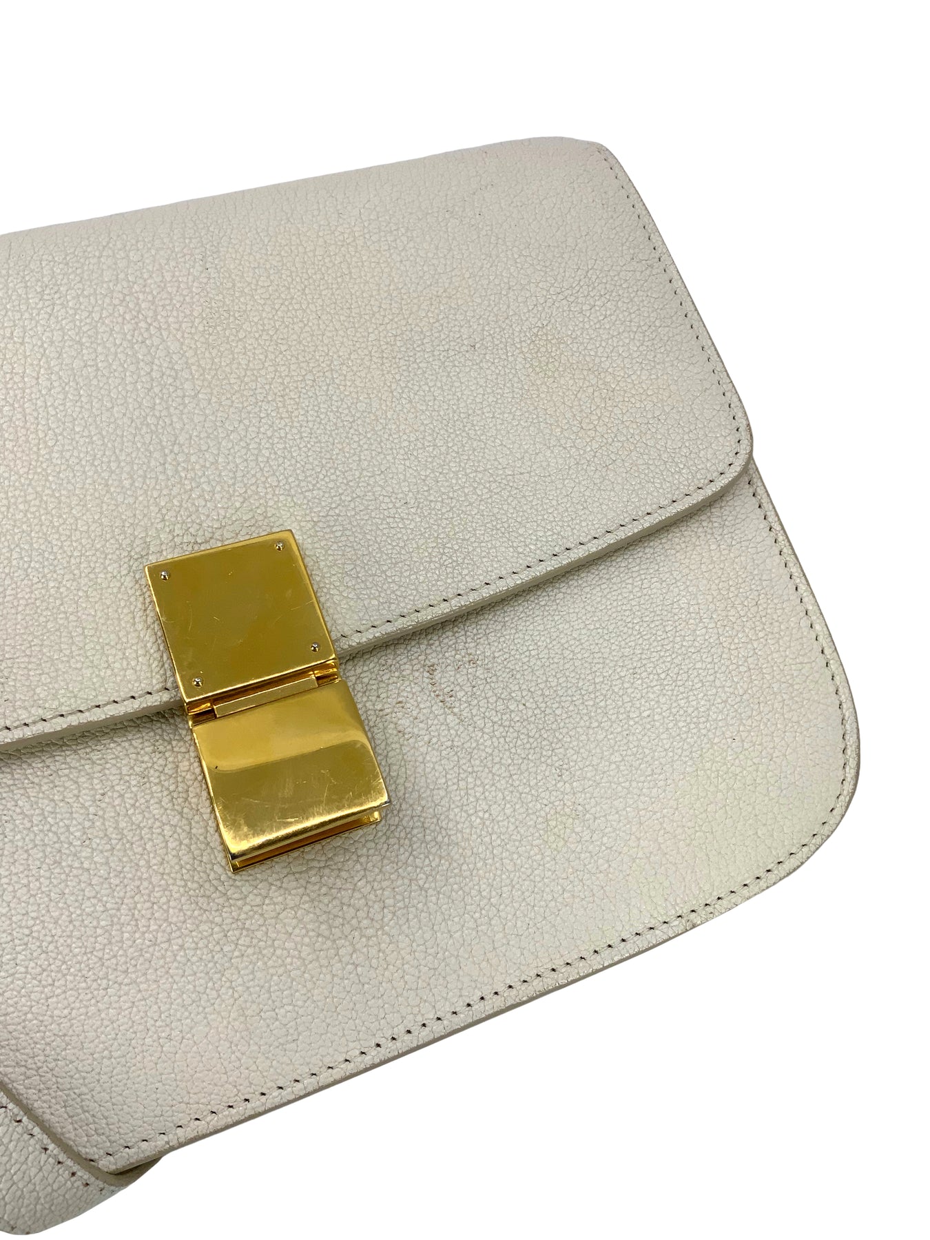 Celine Small Classic Box Calf Leather Flap Shoulder Bag Antique