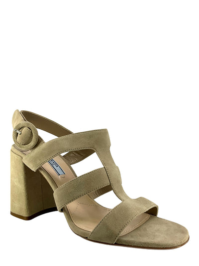 PRADA Suede Buckled Ankle Strap Sandals Size 9 NEW-Consigned Designs