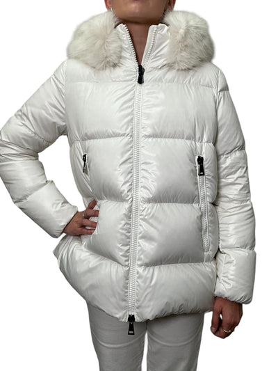 MONCLER Quilted Down Puffy Coat with Fur Trim Size L NEW-Consigned Designs