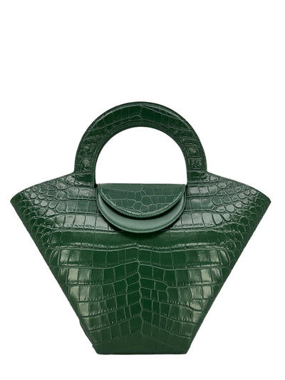 BOTTEGA VENETA Calfskin Crocodile Embossed Doll Top Handle Bag NEW-Consigned Designs