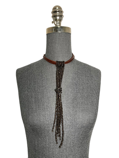 BRUNELLO CUCINELLI Leather Choker with Beads-Consigned Designs