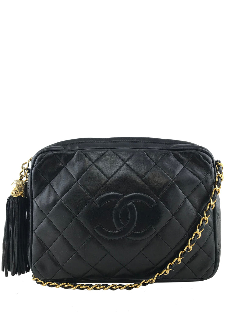 Chanel Black Calfskin Chain 20s Signature Hobo Bag w/ Box & Dust Bag