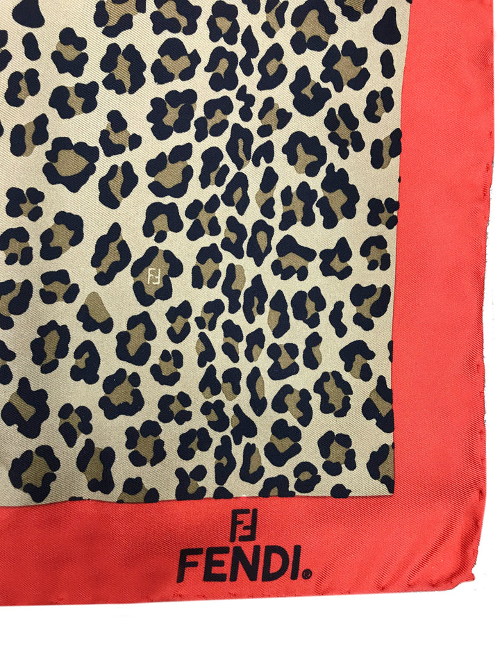 Fendi Leopard Print Silk Scarf Consigned Designs