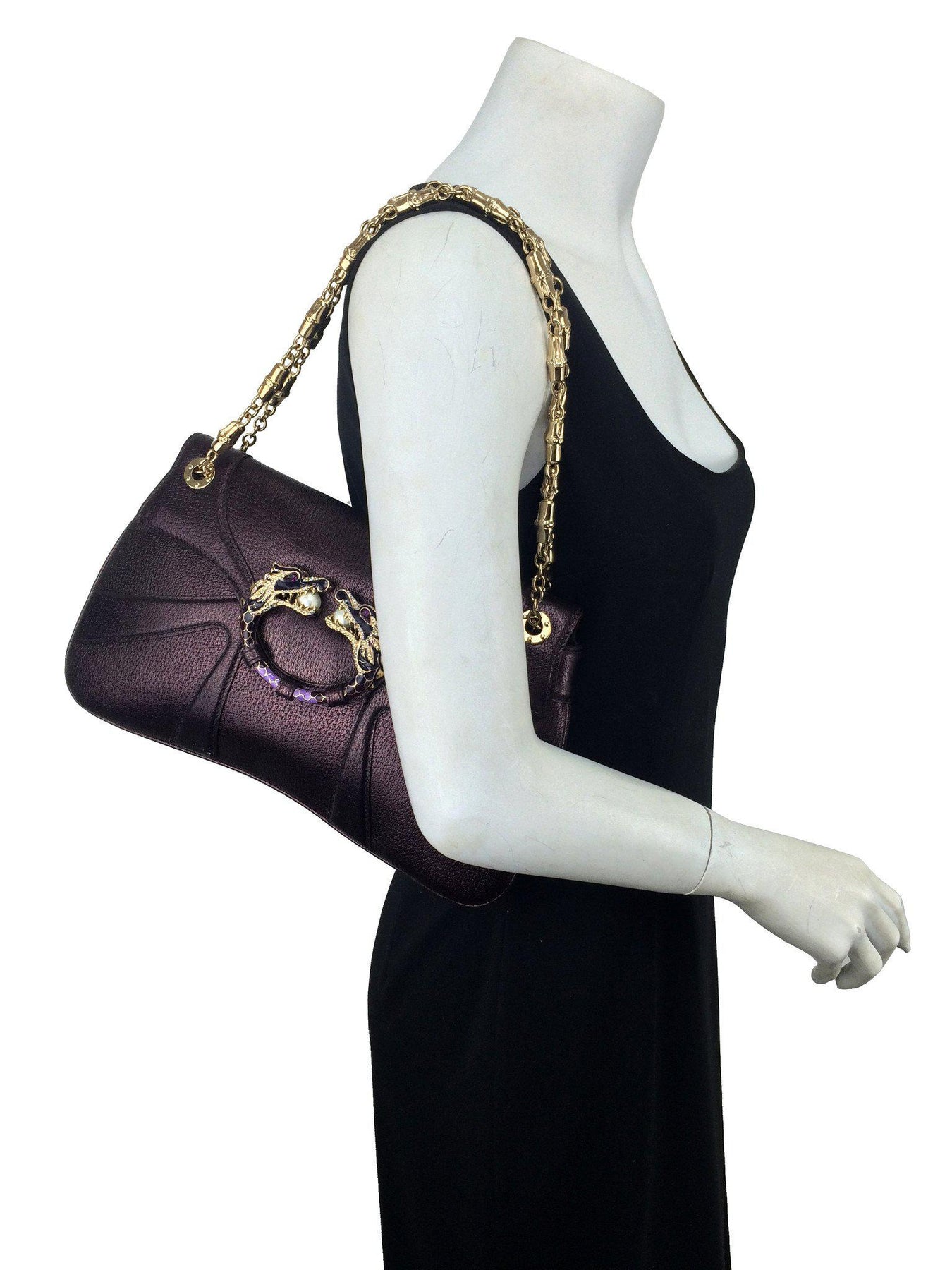 Gucci by Tom Ford Limited Edition Purple Leather Dragon Shoulder Bag