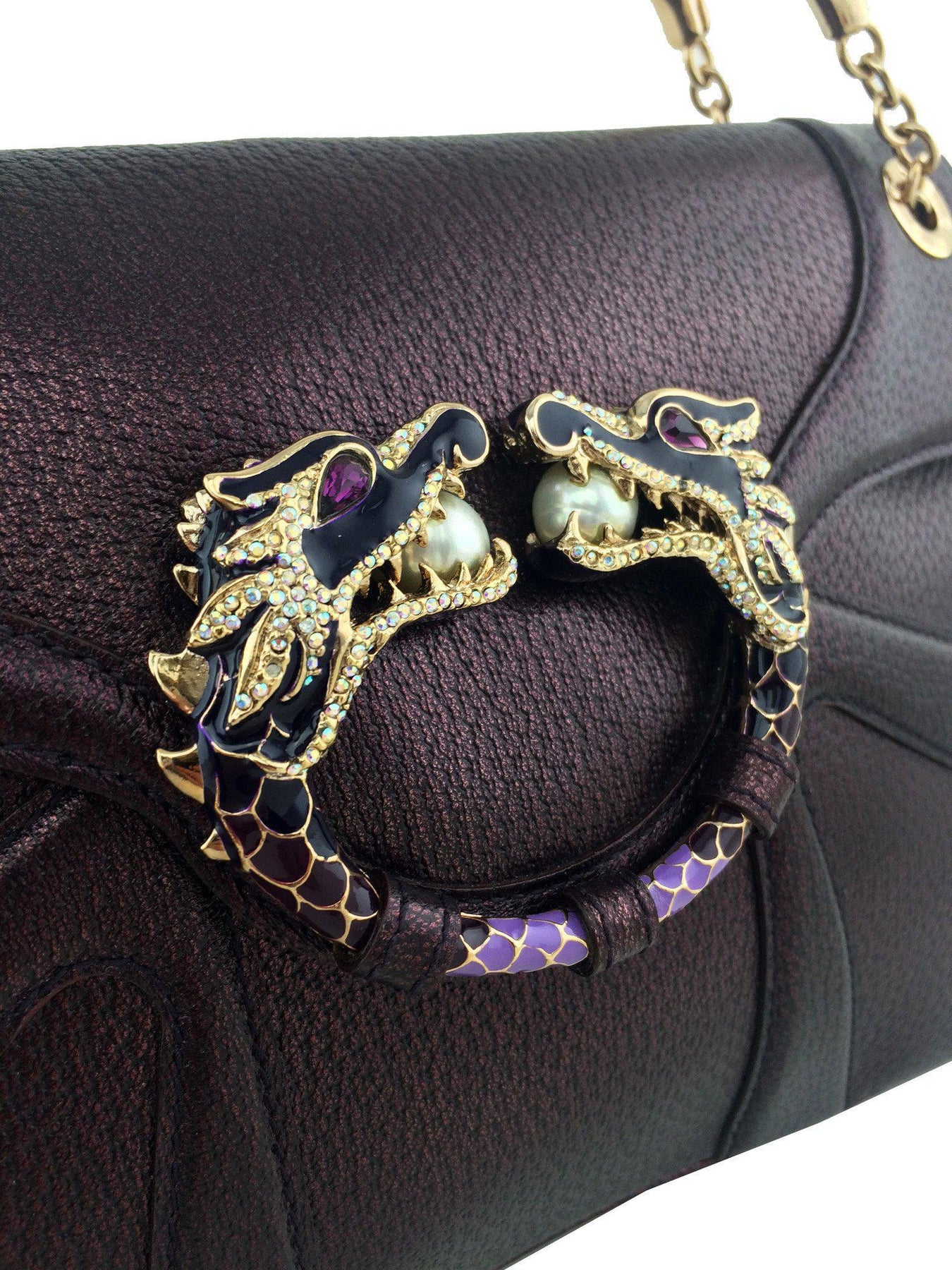 Gucci by Tom Ford Limited Edition Purple Leather Dragon Shoulder Bag
