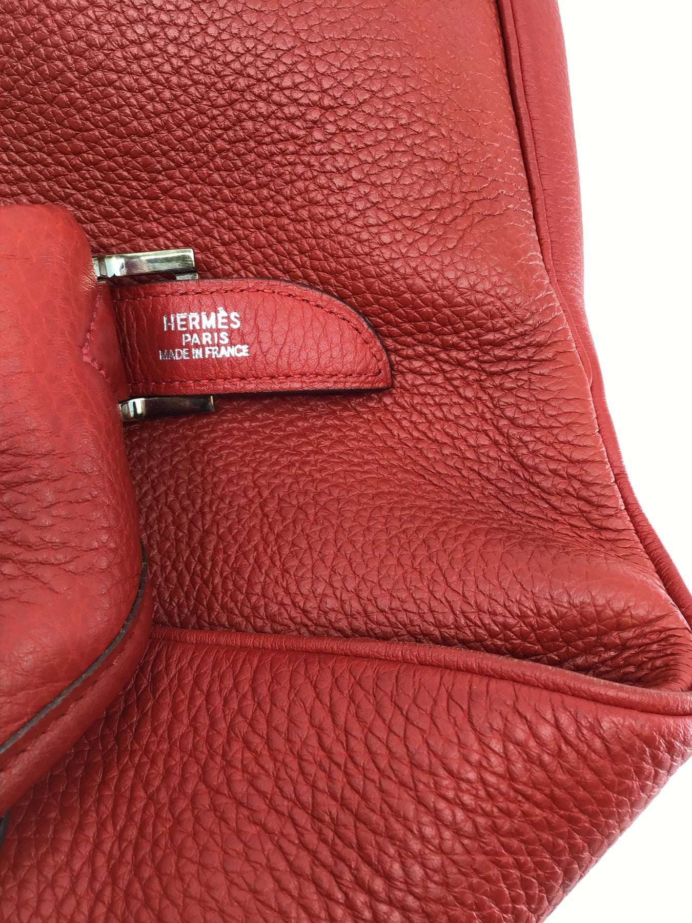 RDC13289 Authentic Hermes Gris Grey Leather Massai 32cm Shoulder Bag