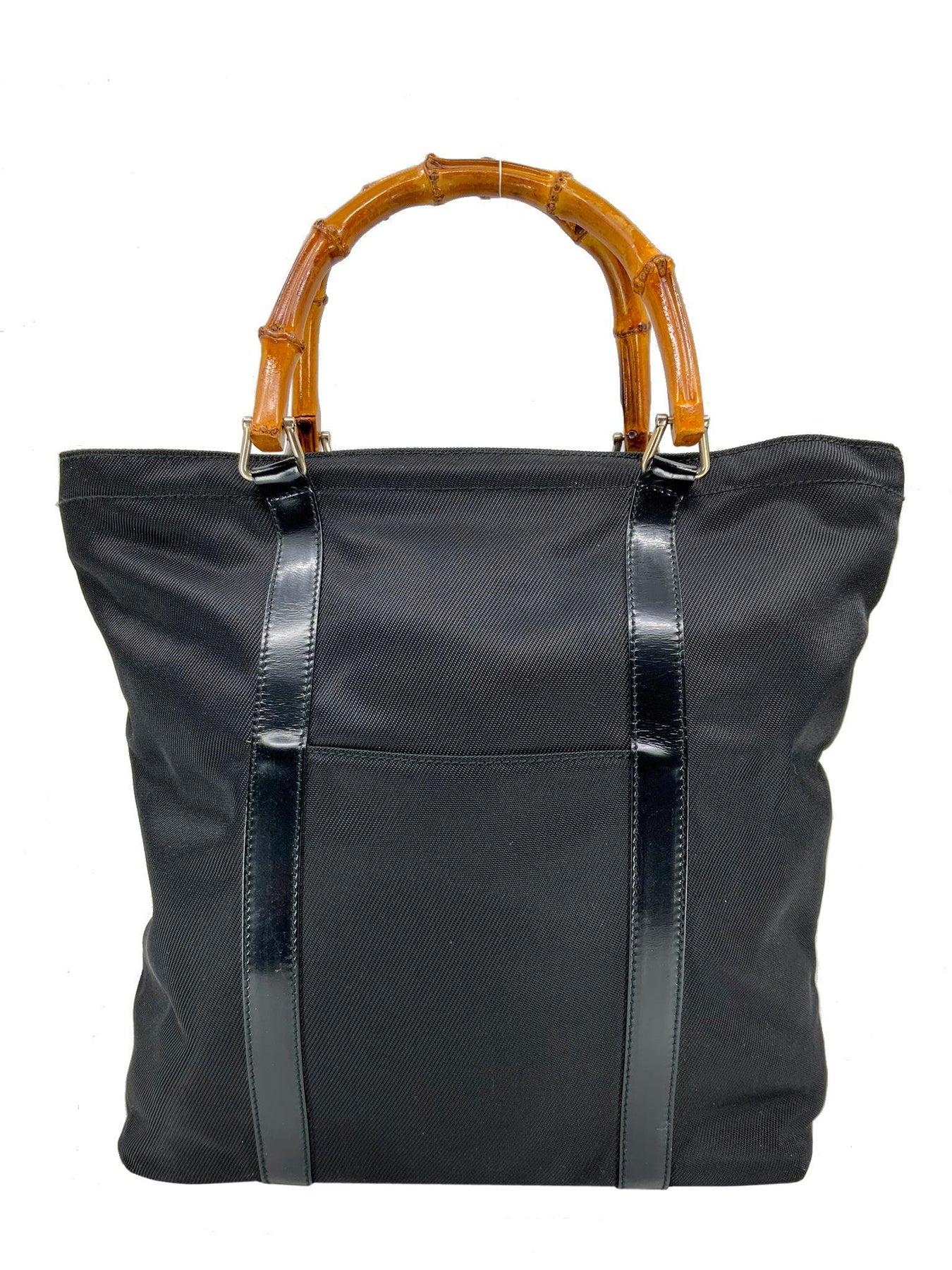 Gucci Vintage Bamboo Top Handle Handbag in Black