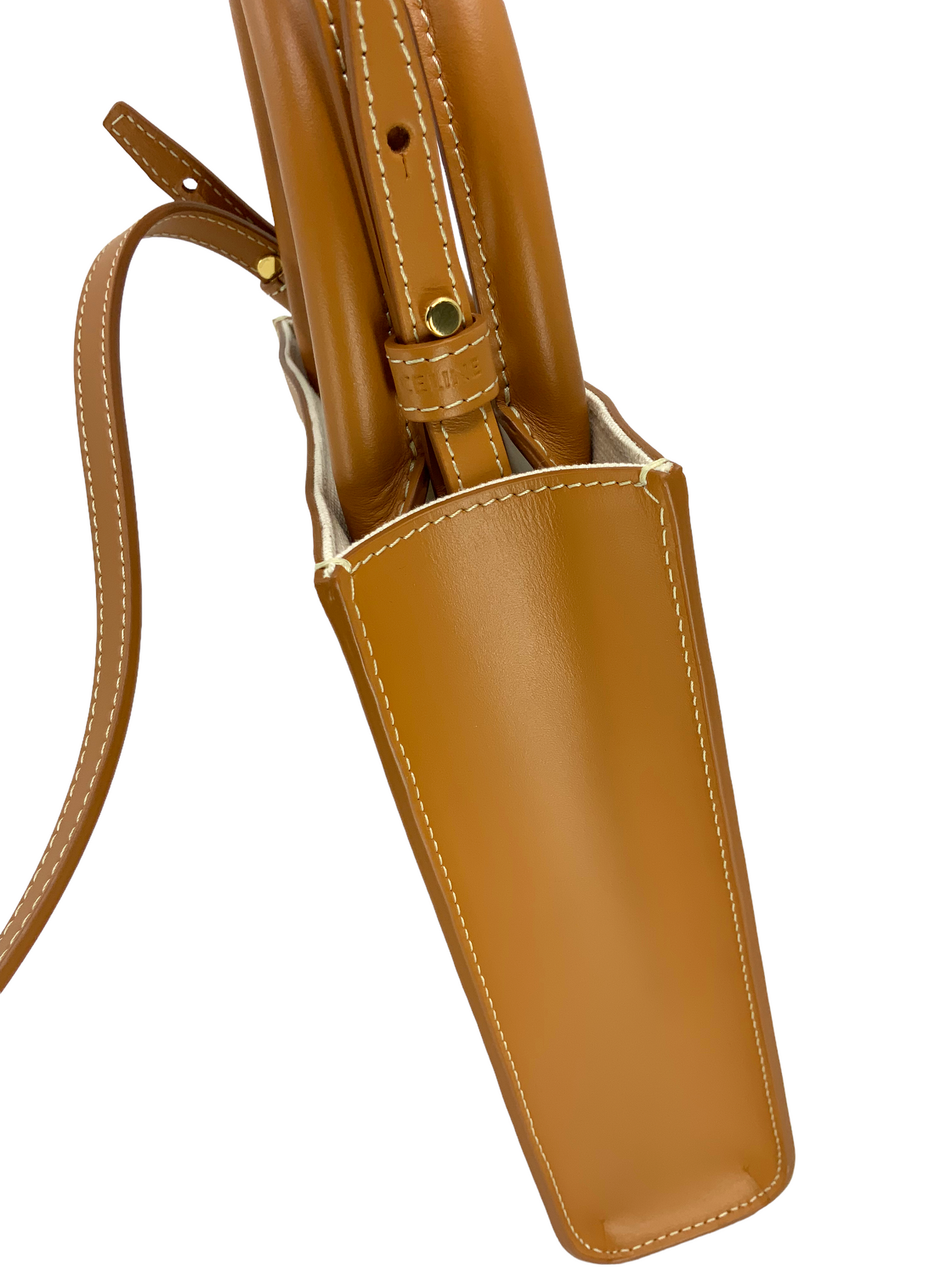 Celine Mini Vertical Cover Handbag Canvas Leather Ivory Light