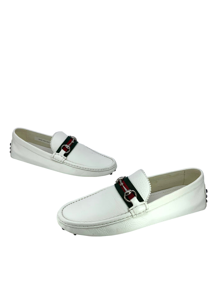 Mens white gucci loafers on sale