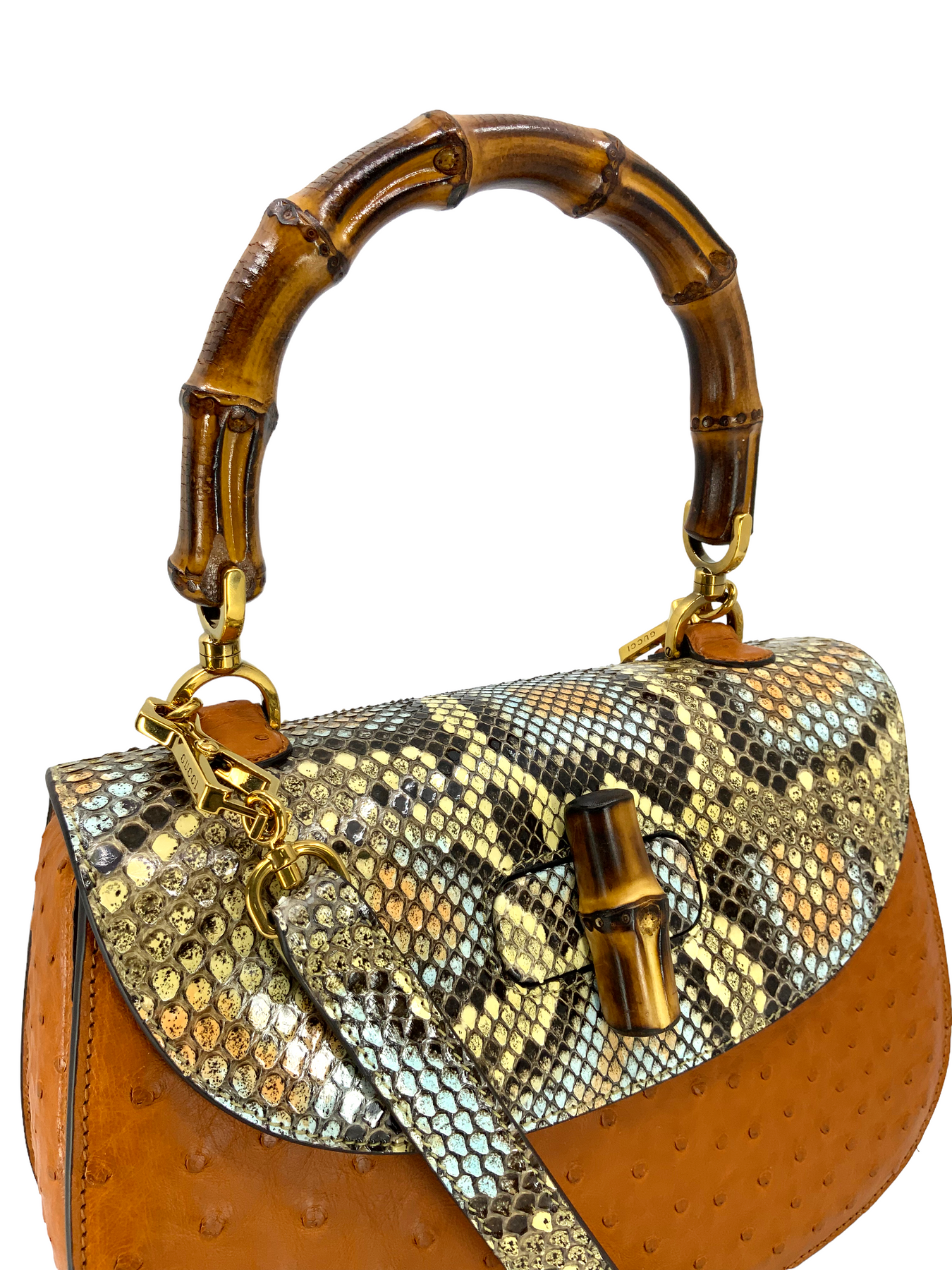 Gucci Bamboo 1947 small python bag in yellow
