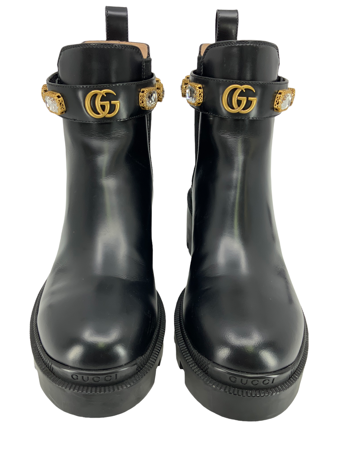 Gucci GG Logo Jewel Trip Strap Chelsea Boots Size 8 Consigned Designs