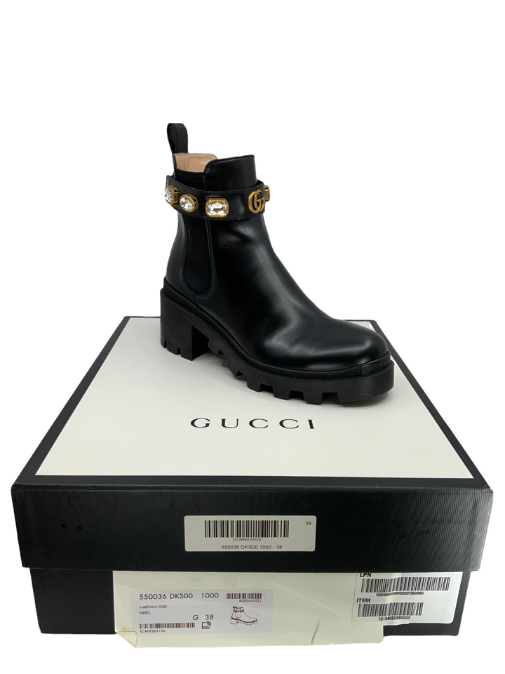 Gucci GG Logo Jewel Trip Strap Chelsea Boots Size 8 Consigned Designs