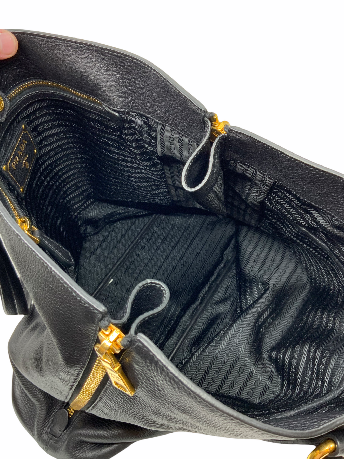 Prada Vitello Daino Leather Side Zip Tote - Consigned Designs