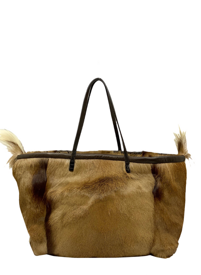 Fendi Goat Hair Fur Leather Trim Tote-Consigned Designs