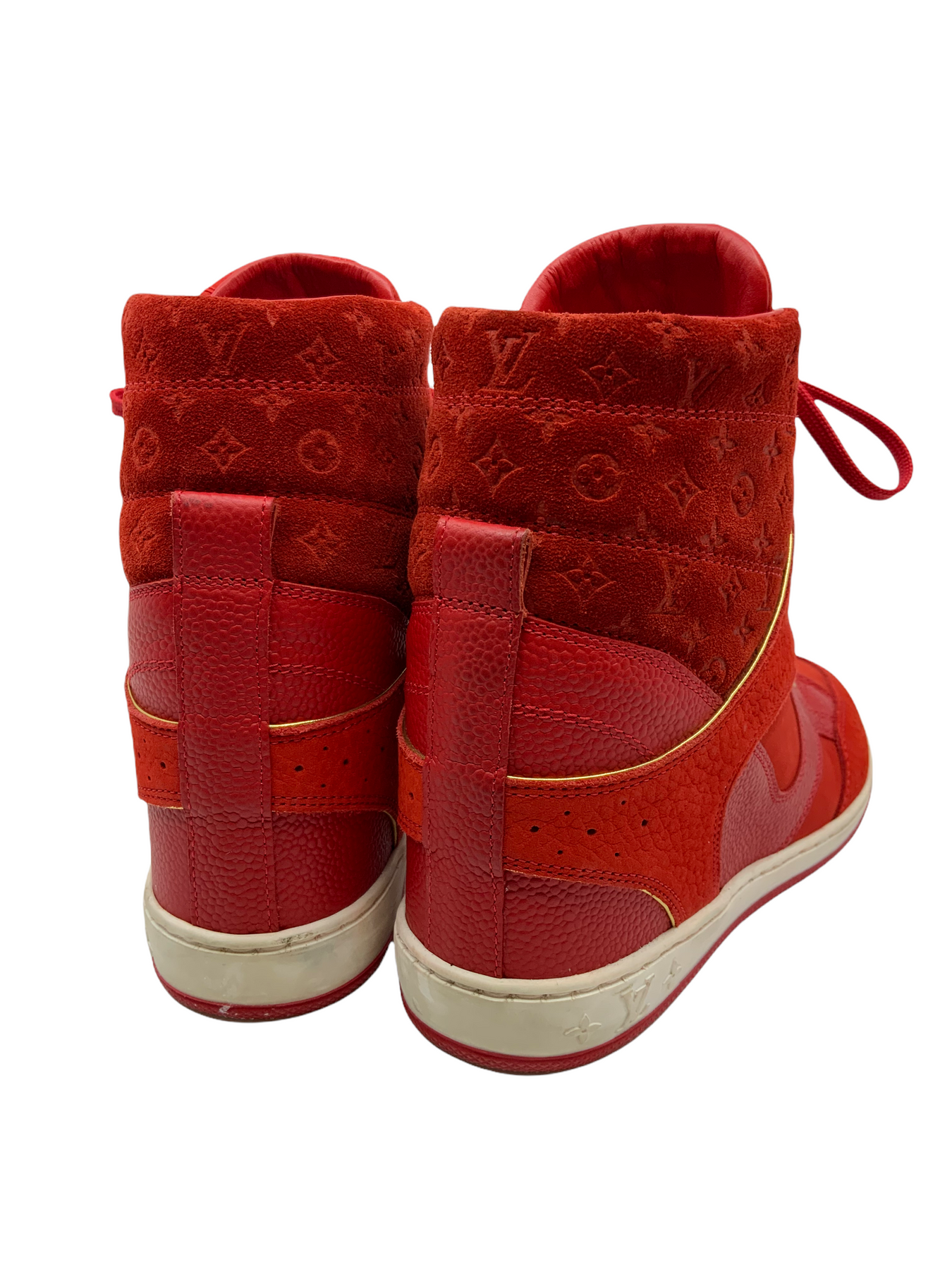 Louis Vuitton Monogram Suede Millenium Wedge Sneakers - Size 8